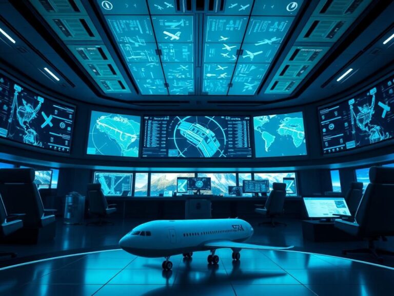 Flick International Futuristic Air Traffic Control System Command Center with SpaceX model