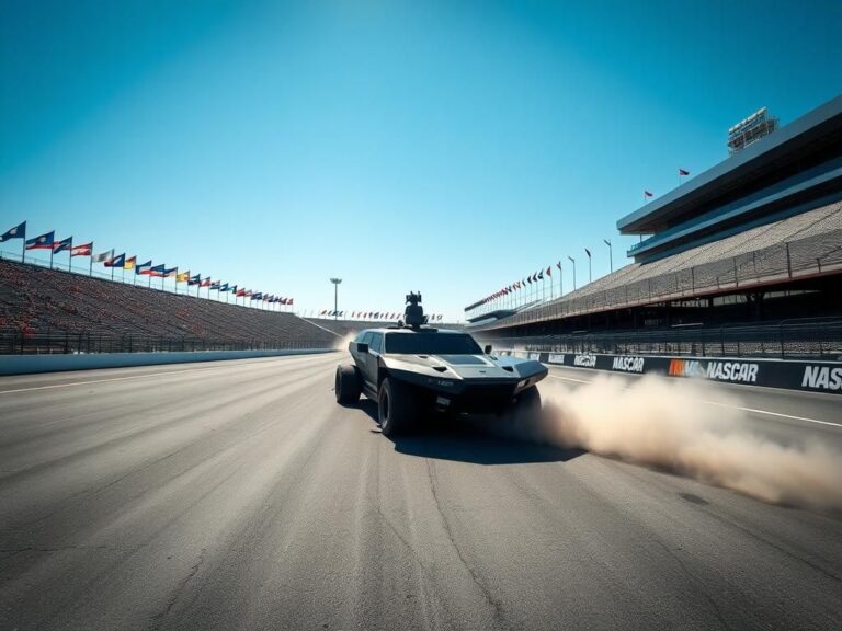 Flick International Aerial view of Daytona International Speedway with The Beast on the track