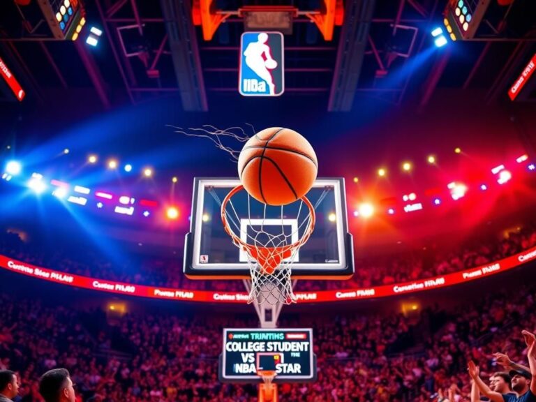 Flick International College student Jaren Barajas preparing to shoot a basketball at the NBA All-Star Game