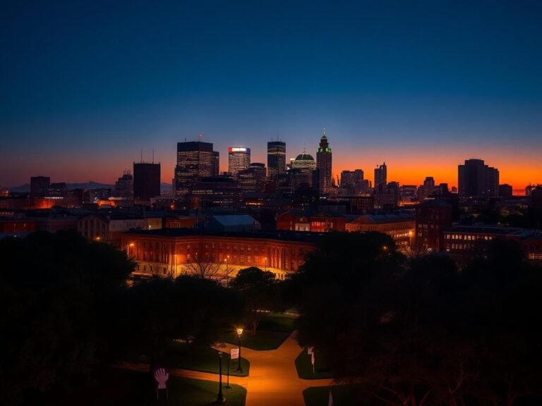 Flick International A serene dusk scene of Boston showcasing the skyline with glowing streetlights and historic architecture.