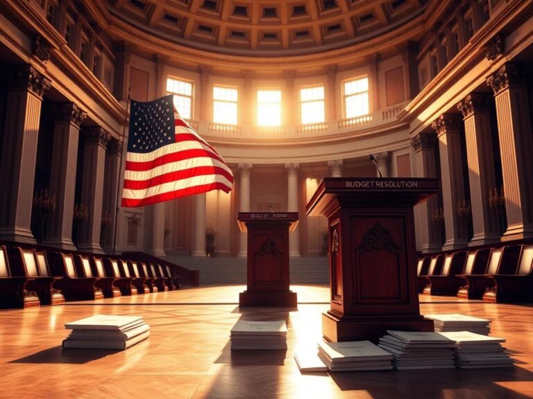 Flick International Grand chamber of the U.S. Capitol building with an ornate wooden podium and budget documents