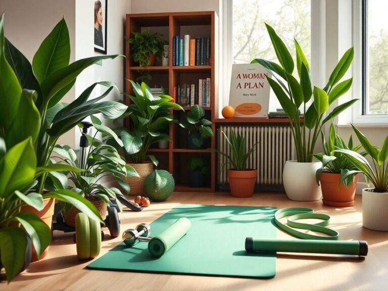 Flick International A serene home gym with fitness equipment, vibrant plants, and natural light