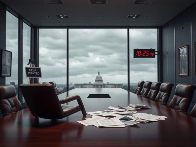 Flick International Empty conference room symbolizing federal government restructuring