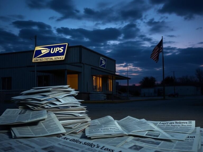 Flick International A United States Postal Service facility at dusk with USPS logo and unopened mail