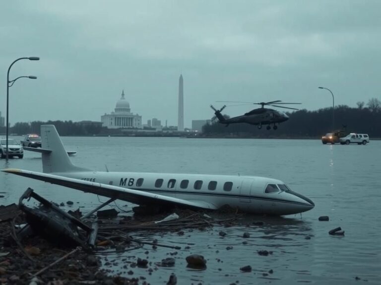 Flick International Wreckage of a small airplane and military helicopter submerged in the Potomac River