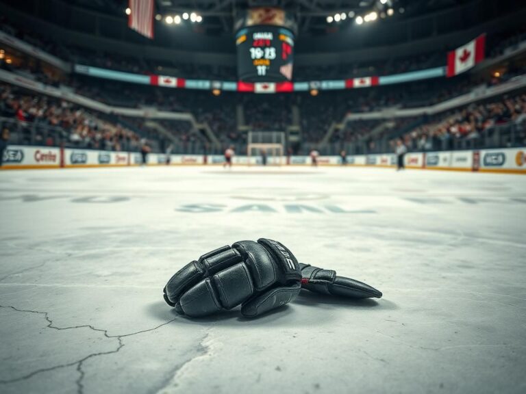 Flick International Aftermath of a heated ice hockey fight between USA and Canada