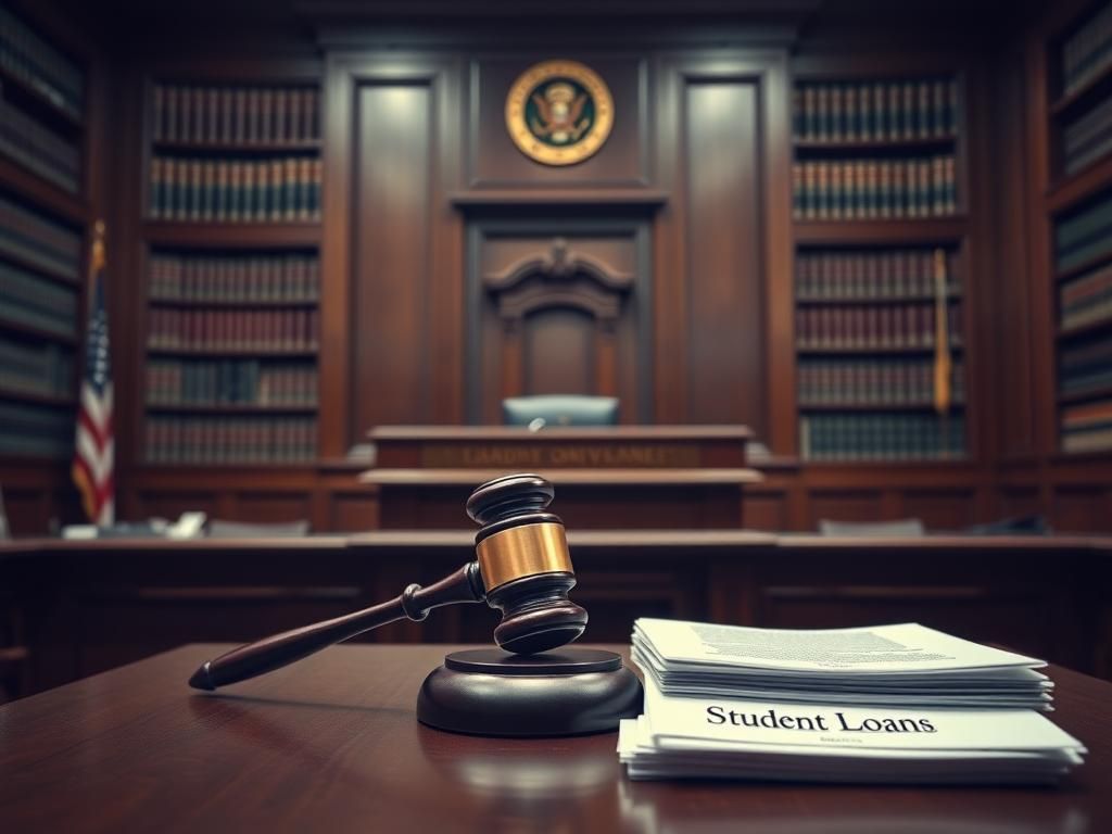 Flick International Courtroom interior with judge's desk, gavel, and law books