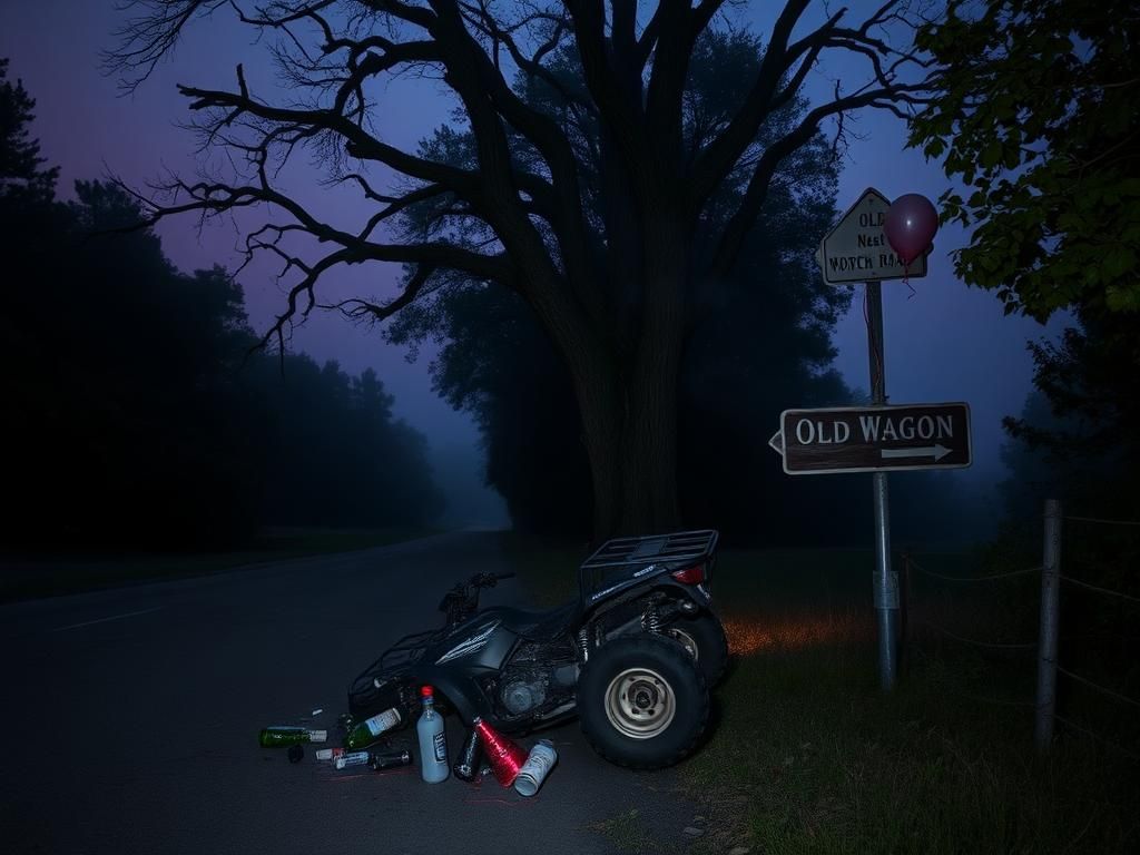 Flick International Overturned ATV on a deserted rural road in North Carolina