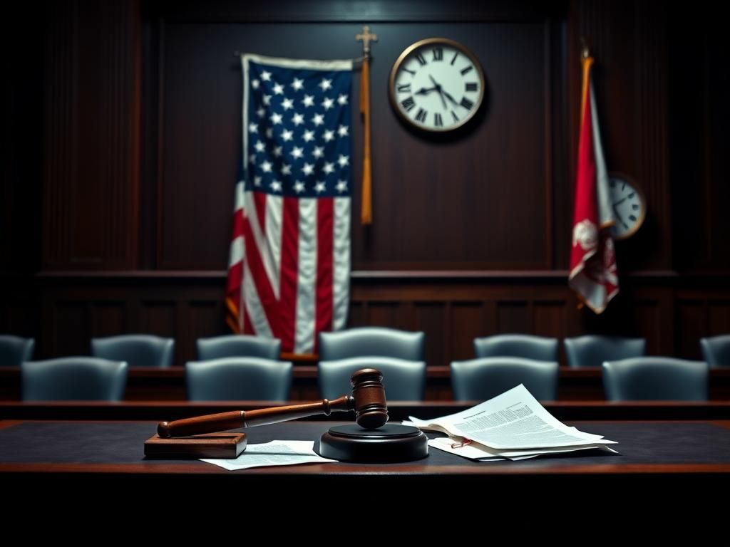 Flick International Empty judge's bench with gavel signifying political firing of immigration judges