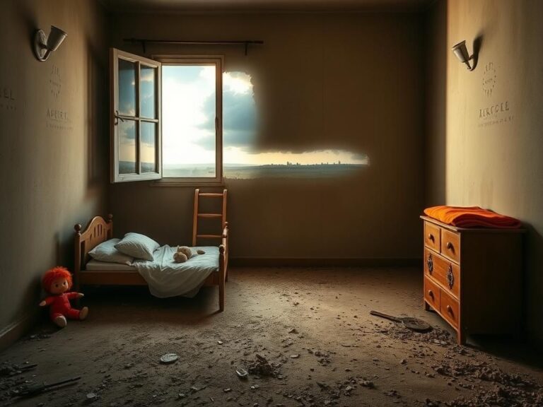 Flick International Abandoned children's room symbolizing longing and loss in Kibbutz Nir Oz