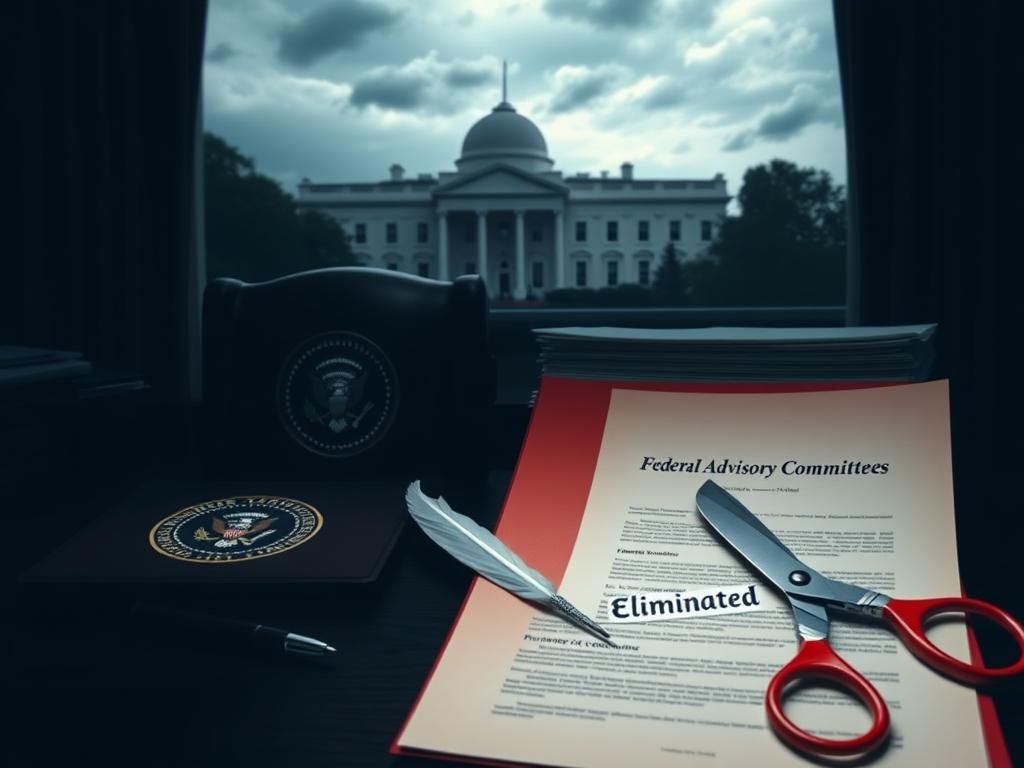 Flick International A dimly lit presidential desk with a quill pen and documents symbolizing executive orders