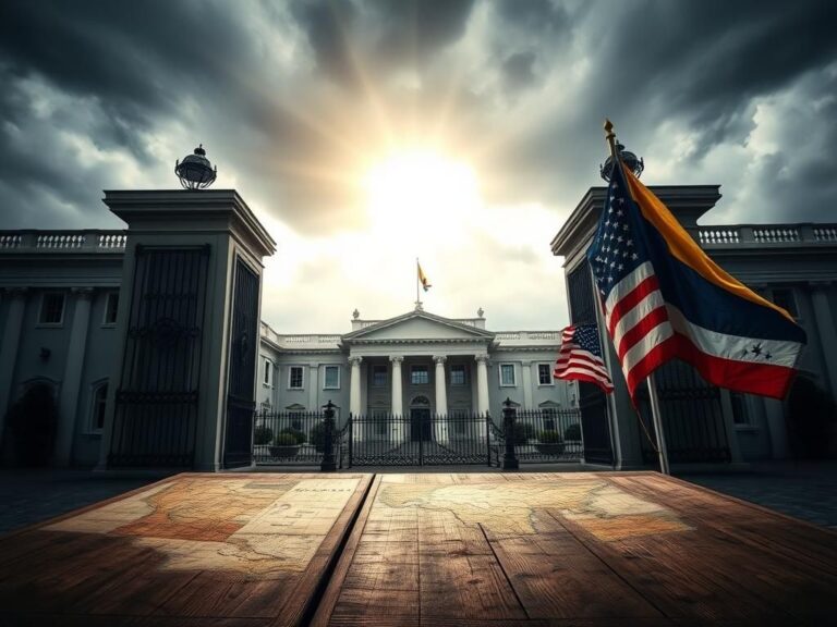 Flick International Venezuelan presidential palace with open gates symbolizing negotiation