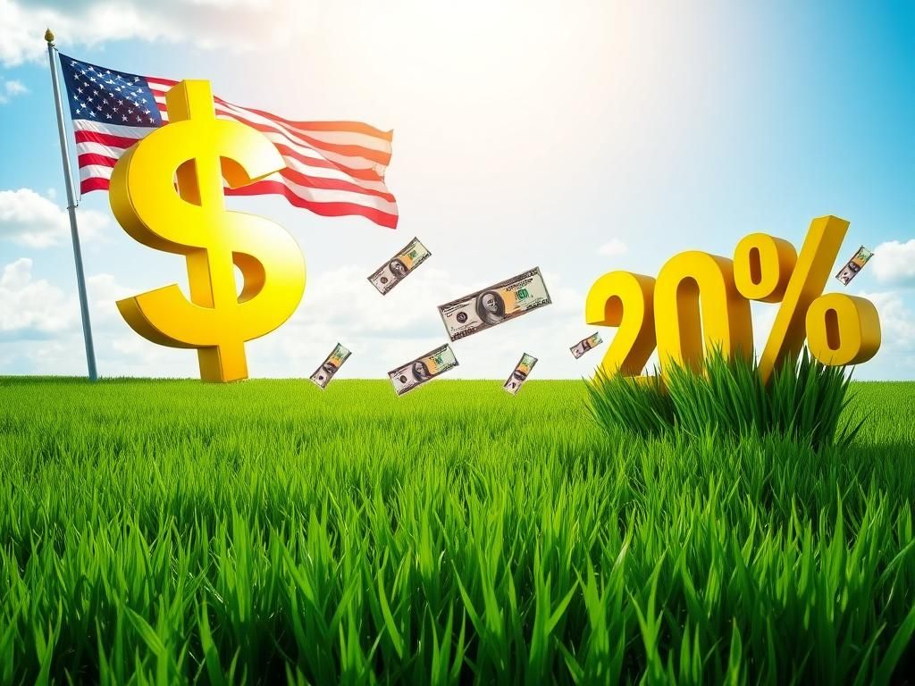 Flick International Giant golden dollar sign floating over green grass symbolizing financial relief