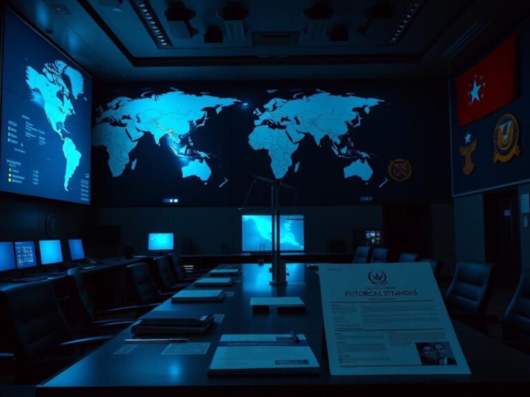 Flick International Modern military command center with strategic world map