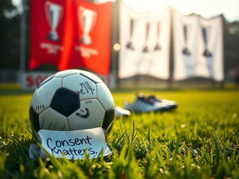 Flick International Close-up of a soccer ball beside women's soccer cleats on a grassy field