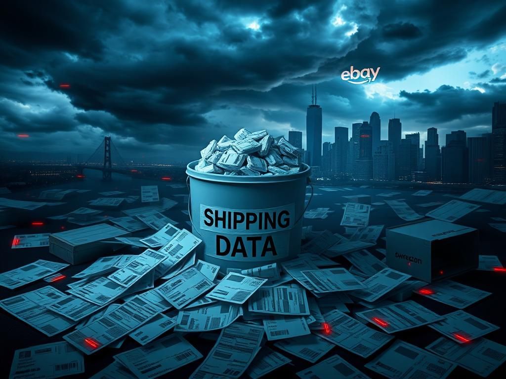 Flick International Chaotic data breach scene in an unprotected cloud storage bucket labeled 'Shipping Data'