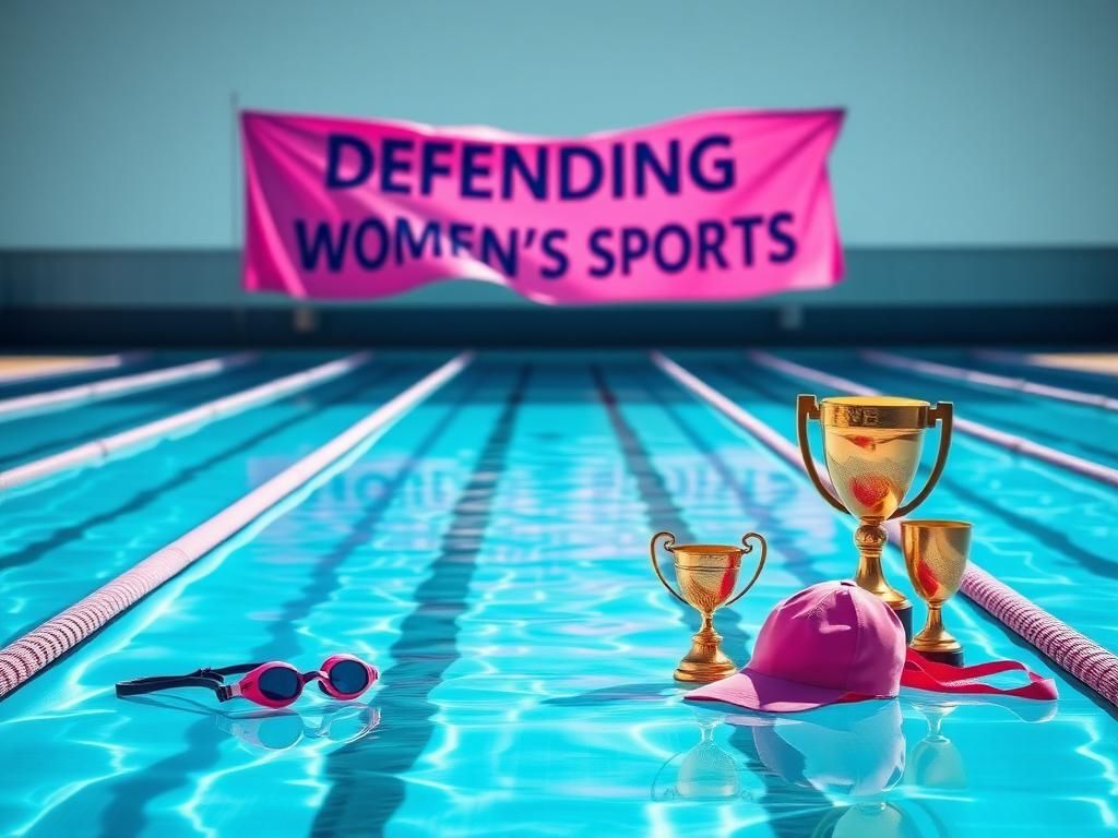 Flick International Dynamic swimming pool with lanes marked for women's sports advocacy