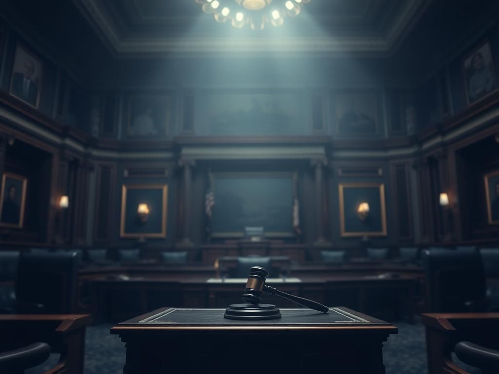 Flick International Empty Senate Chamber with iconic desk symbolizing Mitch McConnell's departure