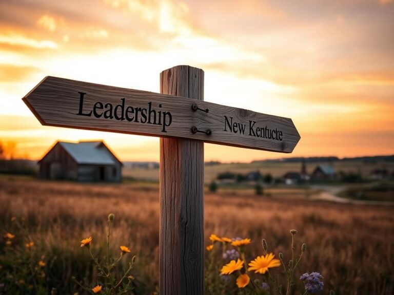 Flick International Close-up view of a weathered wooden signpost in a rural Kentucky landscape during golden hour