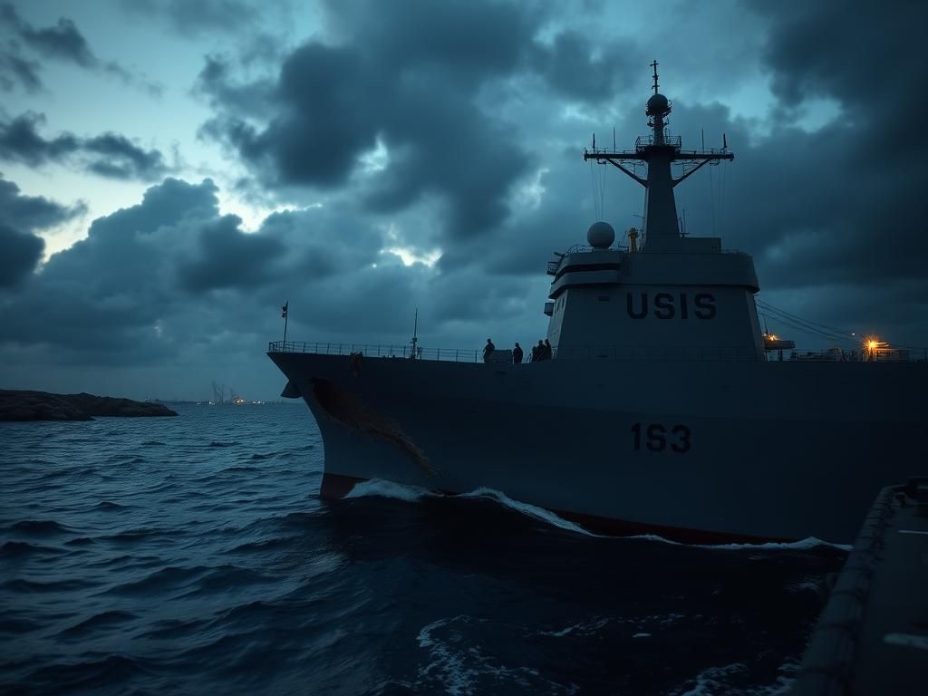 Flick International USS Harry S. Truman showing damaged starboard side after collision