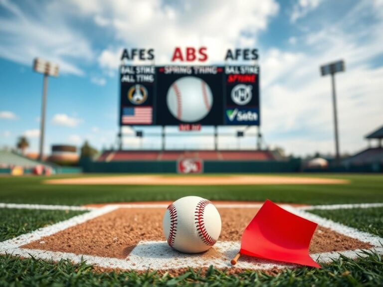 Flick International Close-up view of a pristine baseball field in Phoenix with a focus on a pitcher's mound and home plate, featuring high-tech scoreboard and challenge flag.