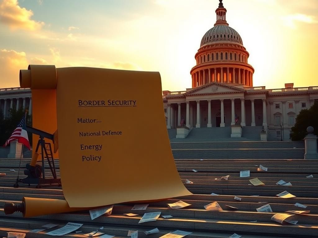 Flick International Dramatic view of U.S. Capitol at dawn with legislative scroll