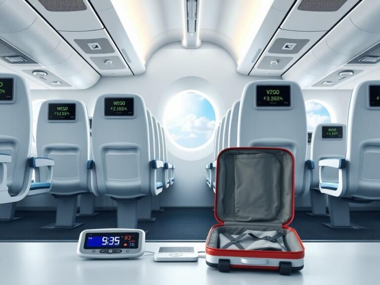 Flick International Modern airline interior scene emphasizing weight efficiency