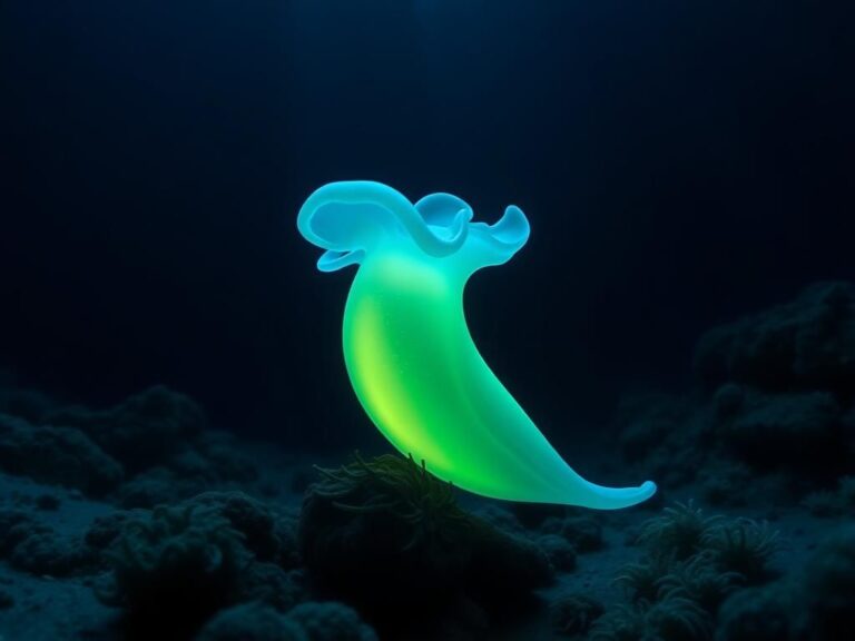 Flick International Bioluminescent sea slug Bathydevius caudactylus in the deep ocean's midnight zone