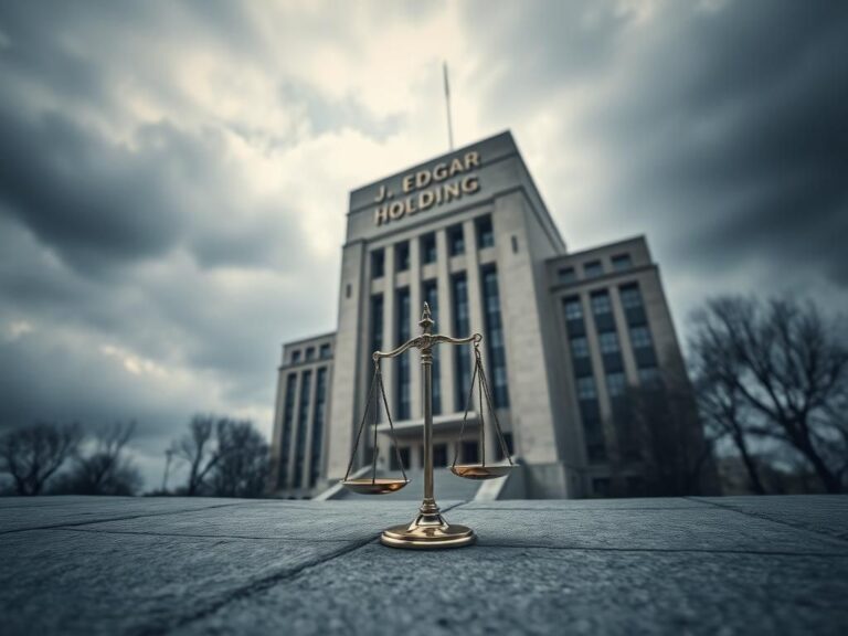 Flick International Exterior view of the J. Edgar Hoover Building with a somber atmosphere reflecting change at the FBI