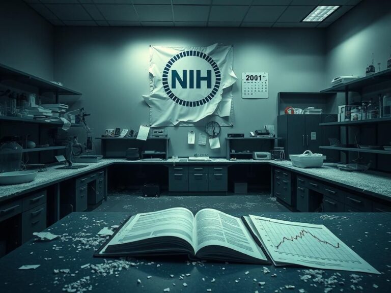 Flick International Empty laboratory showcasing scientific equipment covered in dust, symbolizing NIH funding cuts