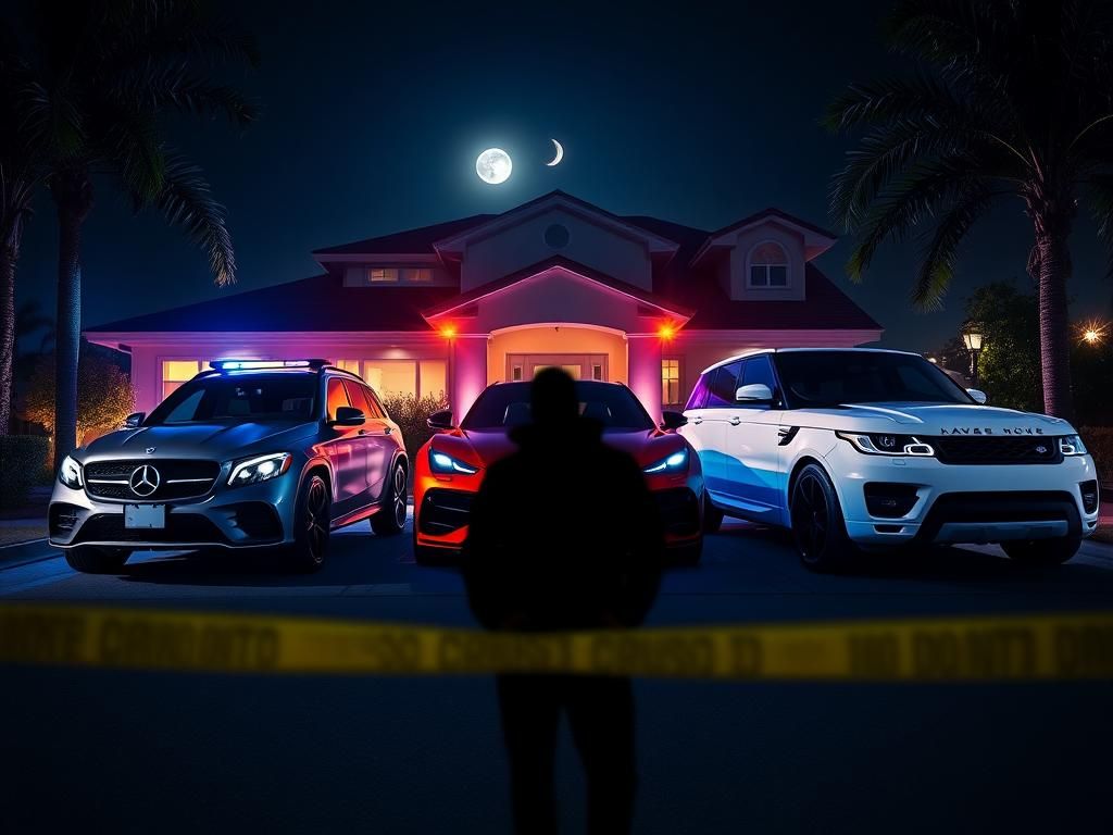 Flick International Dramatic night scene with luxury cars and police lights