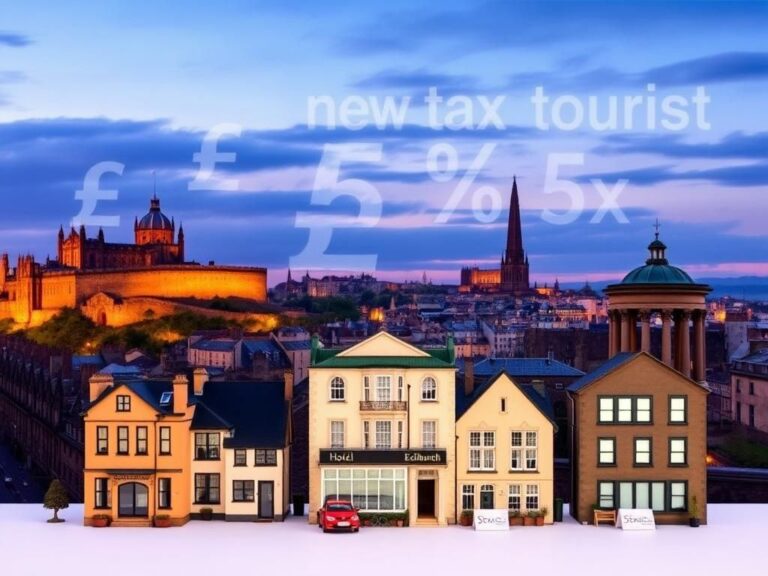 Flick International Scenic view of Edinburgh's iconic skyline featuring Edinburgh Castle and Scott Monument under twilight sky