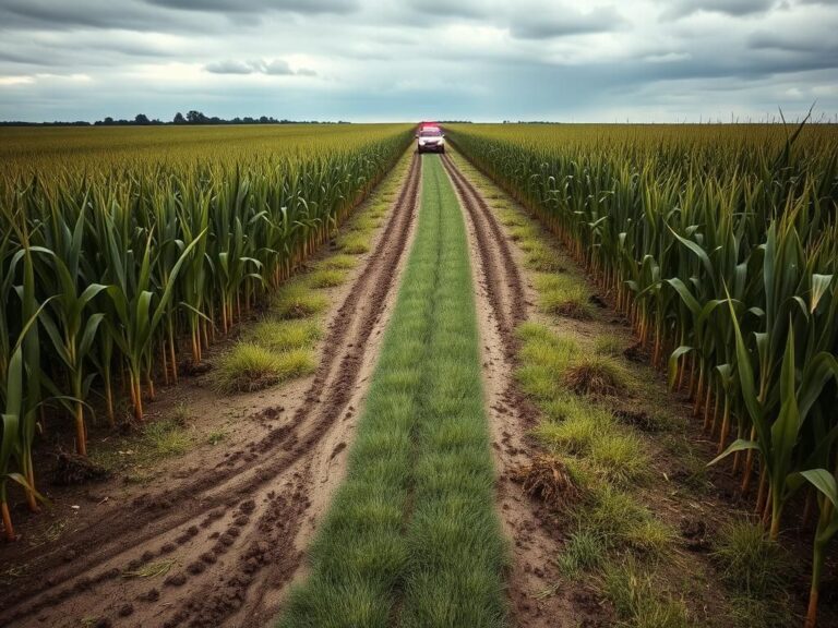 Flick International Aerial view of a cornfield showing police pursuit tracks