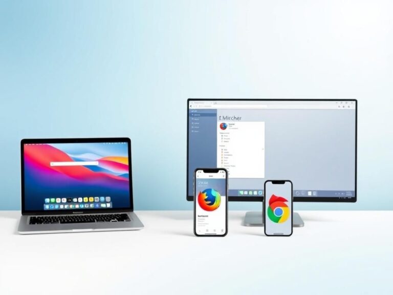 Flick International Modern desktop setup with multiple devices showcasing web browser options