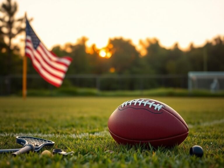 Flick International Serene outdoor scene at a football field with a football on the grass