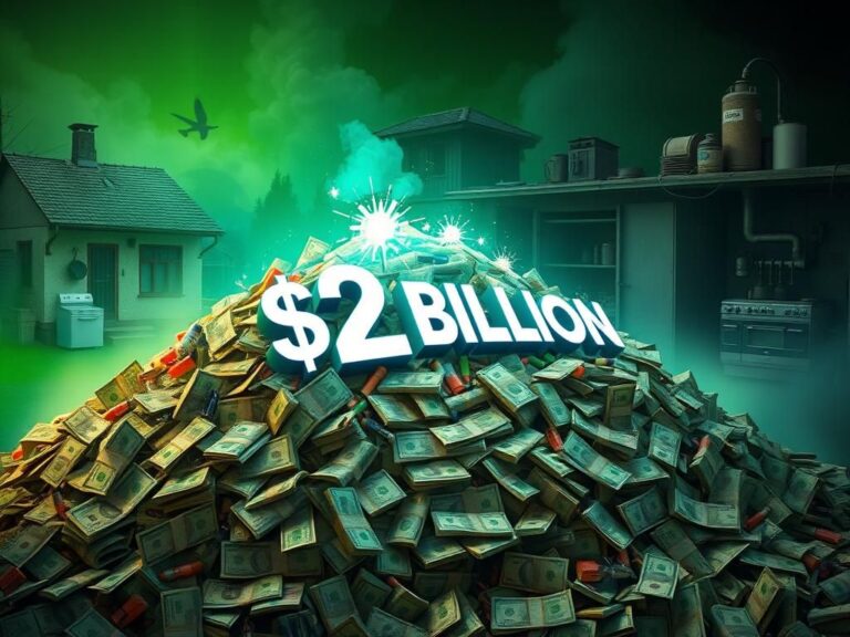 Flick International A dramatic scene depicting a large pile of money symbolizing the $2 billion in green energy items.