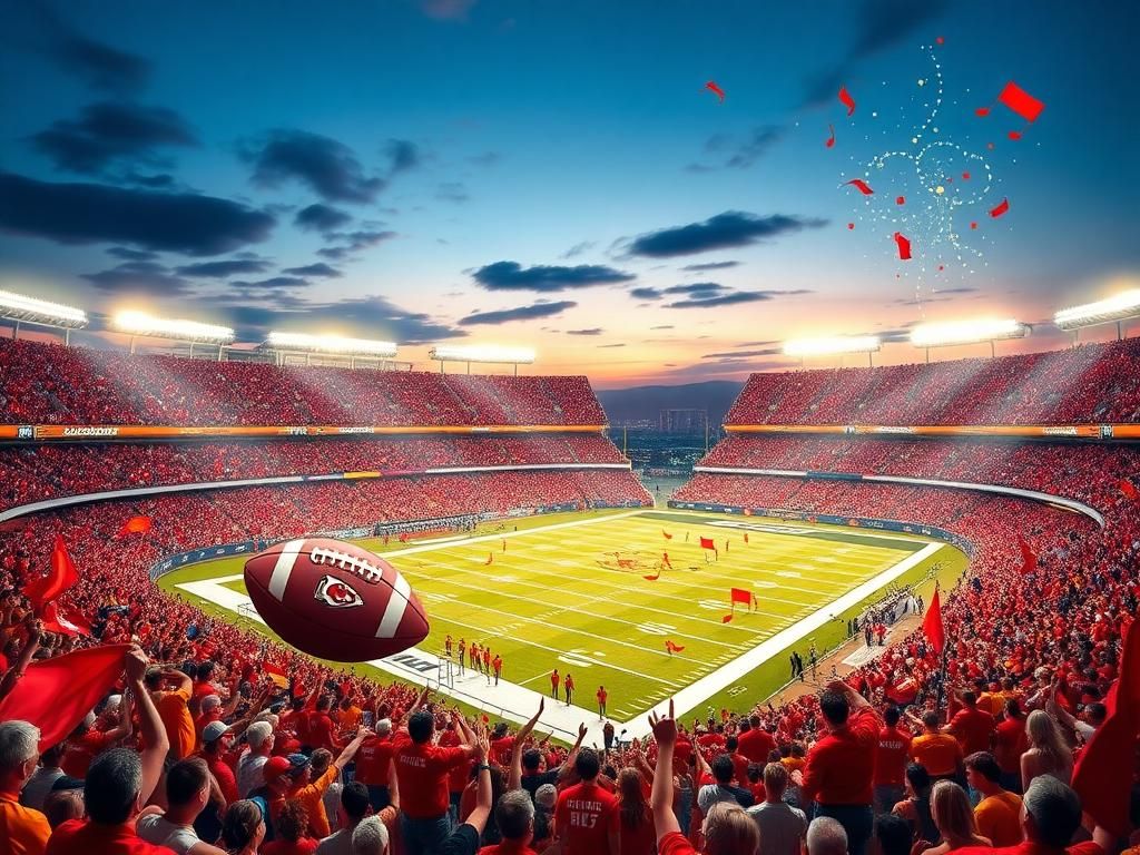 Flick International Enthusiastic Kansas City Chiefs fans cheering in a vibrant football stadium