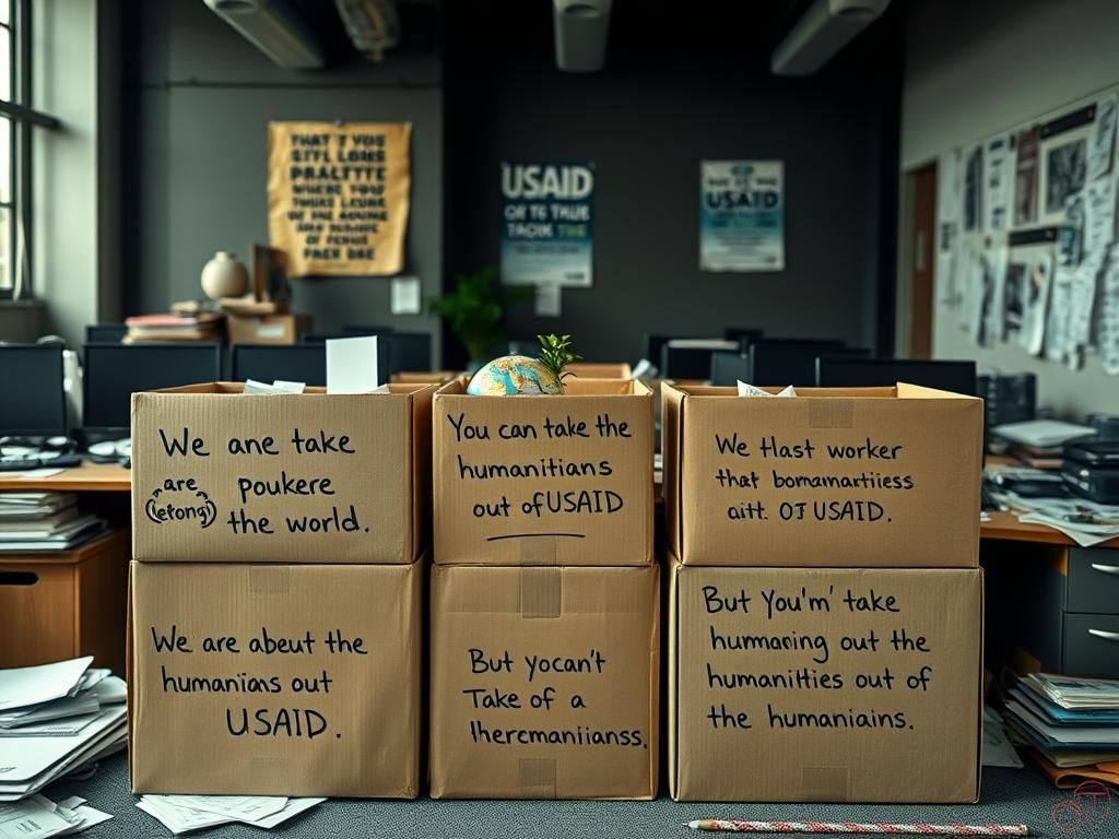 Flick International USAID workers' boxes filled with defiant messages during office departure