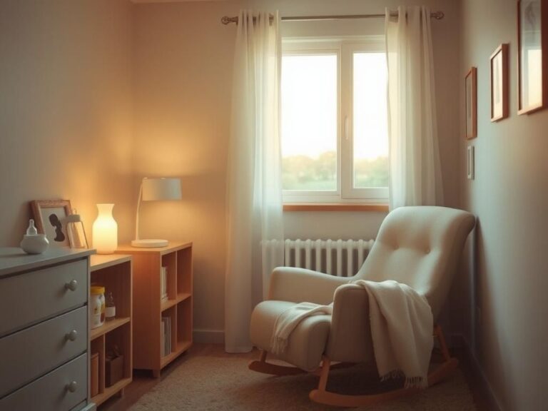 Flick International Cozy nursery with a plush rocking chair and soft lighting