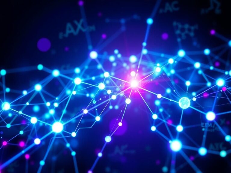 Flick International Abstract representation of artificial intelligence and machine learning concepts with luminous interconnected nodes