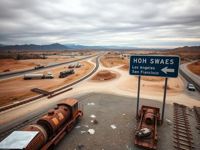 Flick International Aerial view of an unfinished high-speed rail construction site in California