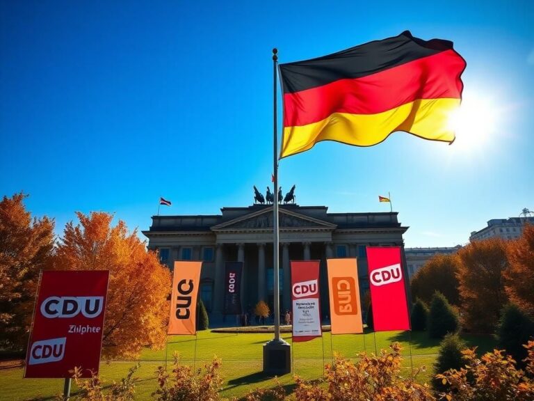 Flick International A vibrant scene in front of the Reichstag building celebrating CDU's election victory