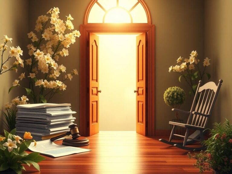 Flick International An open doorway framed by blooming flowers symbolizes justice and redemption