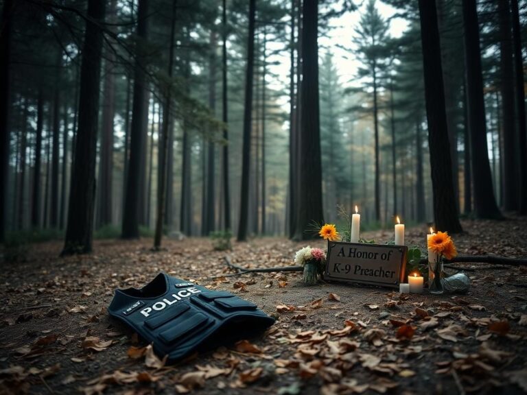 Flick International Empty police K-9 vest lying on the ground in a Maine forest