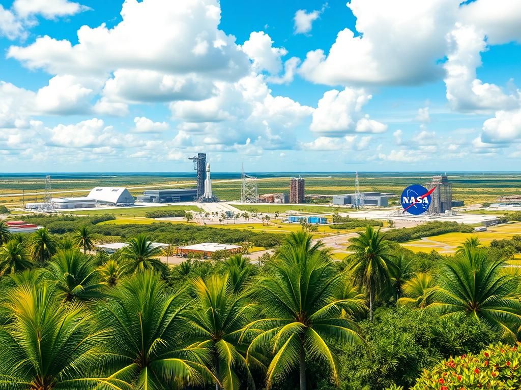 Flick International Aerial view of Florida's Space Coast with Kennedy Space Center and Cape Canaveral