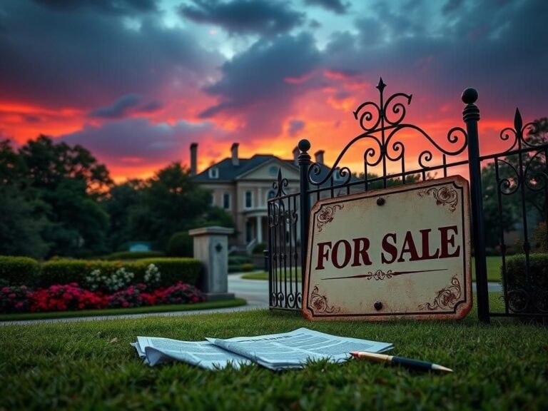 Flick International Serene view of Graceland with a 'For Sale' sign symbolizing legal turmoil