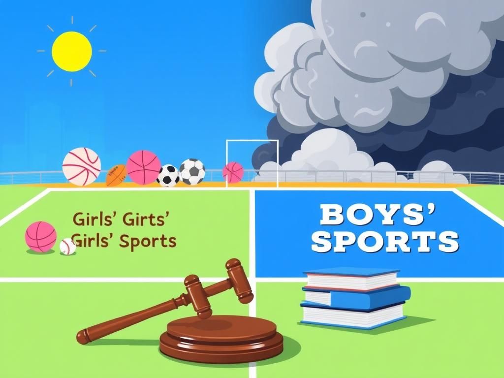 Flick International Illustration of a divided sports field representing boys' and girls' sports