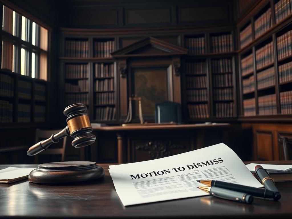 Flick International A somber courtroom scene with a wooden judge's bench and gavel, symbolizing justice and authority.