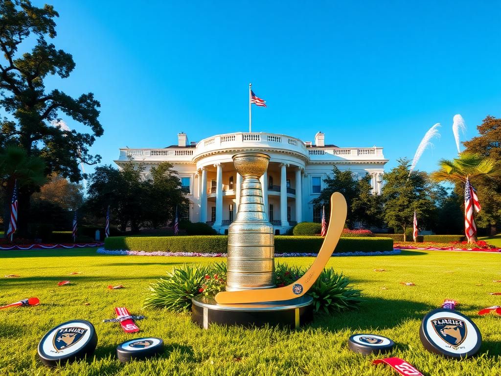 Flick International Vibrant scene of the White House North Lawn celebrating the Florida Panthers' Stanley Cup victory