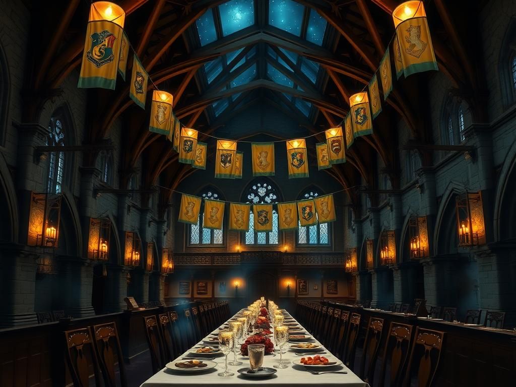 Flick International Enchanted Great Hall of Hogwarts with floating candles and magical decorations